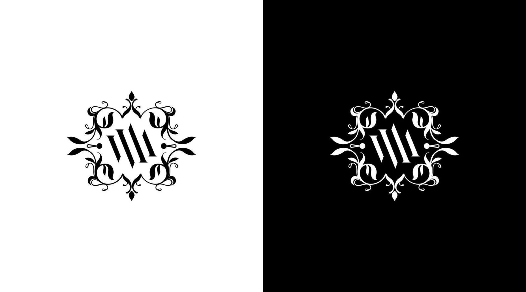 wijnoogst w vector logo monogram brief eerste zwart en wit icoon illustratie stijl ontwerpen Sjablonen