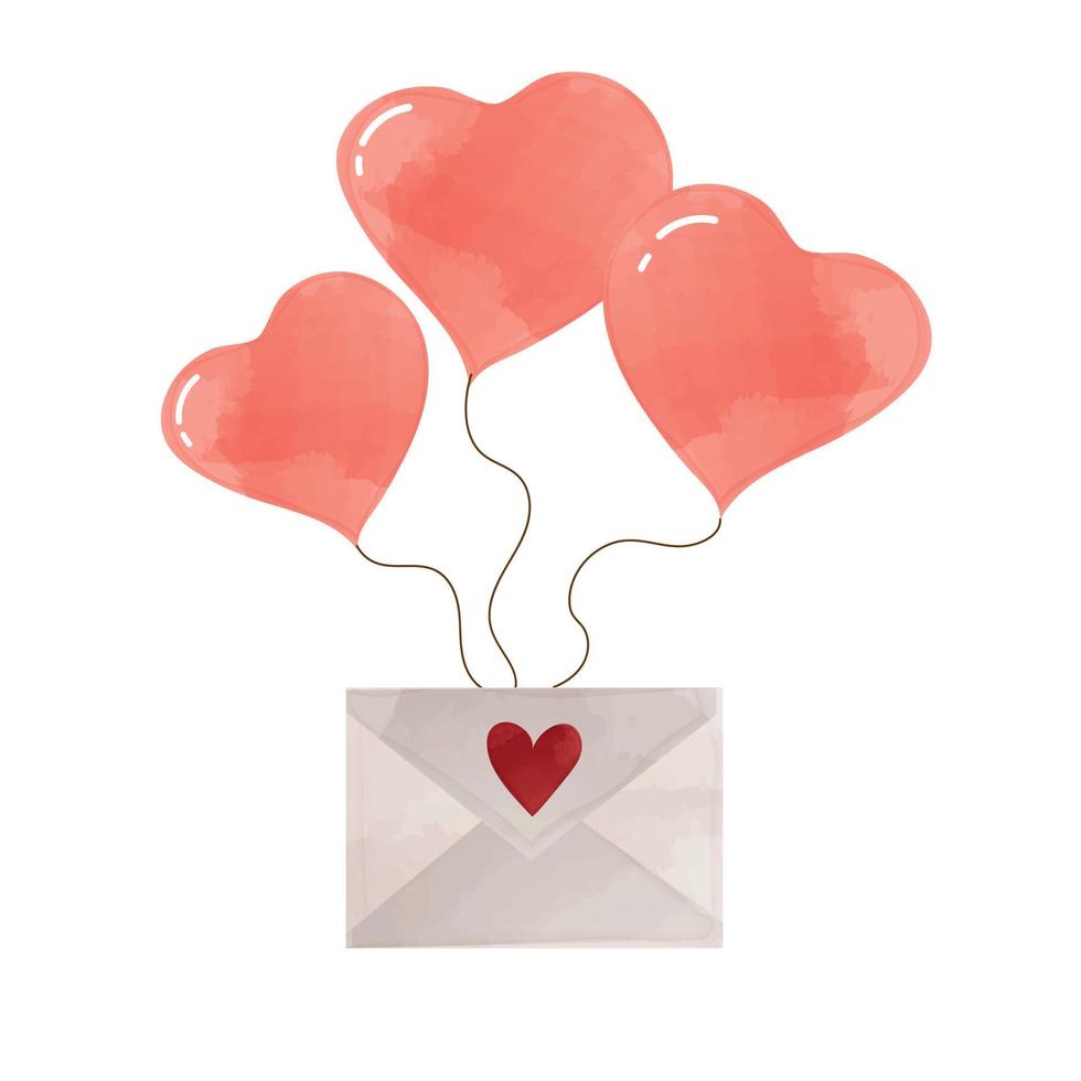 rood lucht bal en brief voor valentijnsdag dag.valentijn dag kaart vector