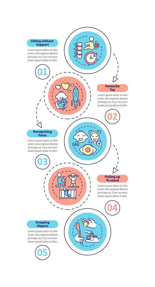 vroege kinderjaren ontwikkelingsstadia vector infographic sjabloon