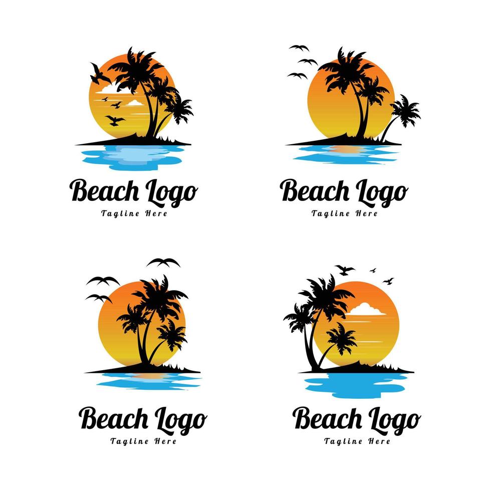 hoog kwaliteit natuur verschillend strand logo set, natuur, strand, zomer vector