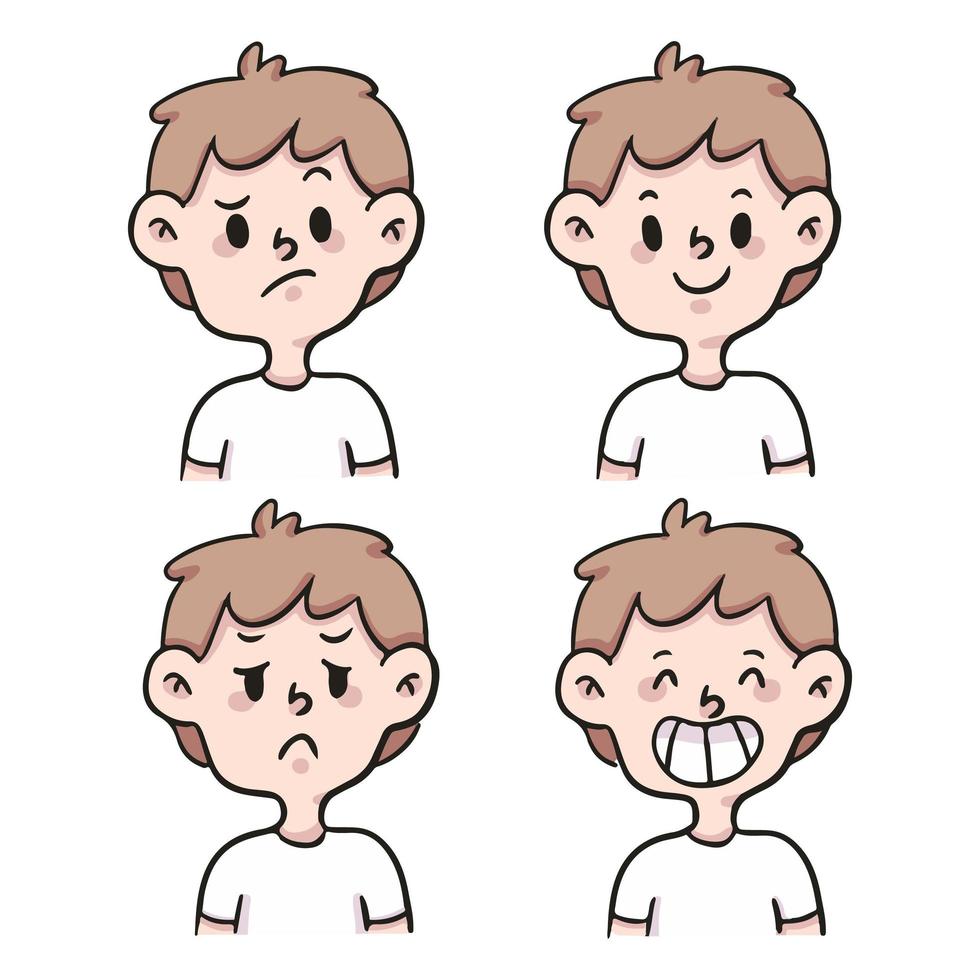 cartoon verschillende soort emotie instellen schattige cartoon afbeelding vector