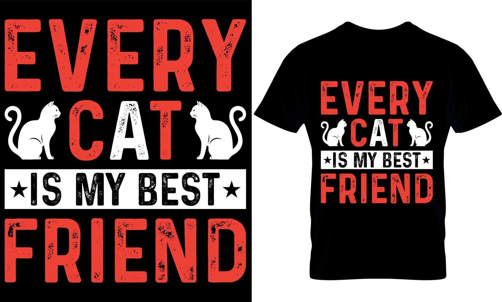 elke kat is mijn het beste vriend. kat t-shirt ontwerp, katten t-shirt ontwerp. vector