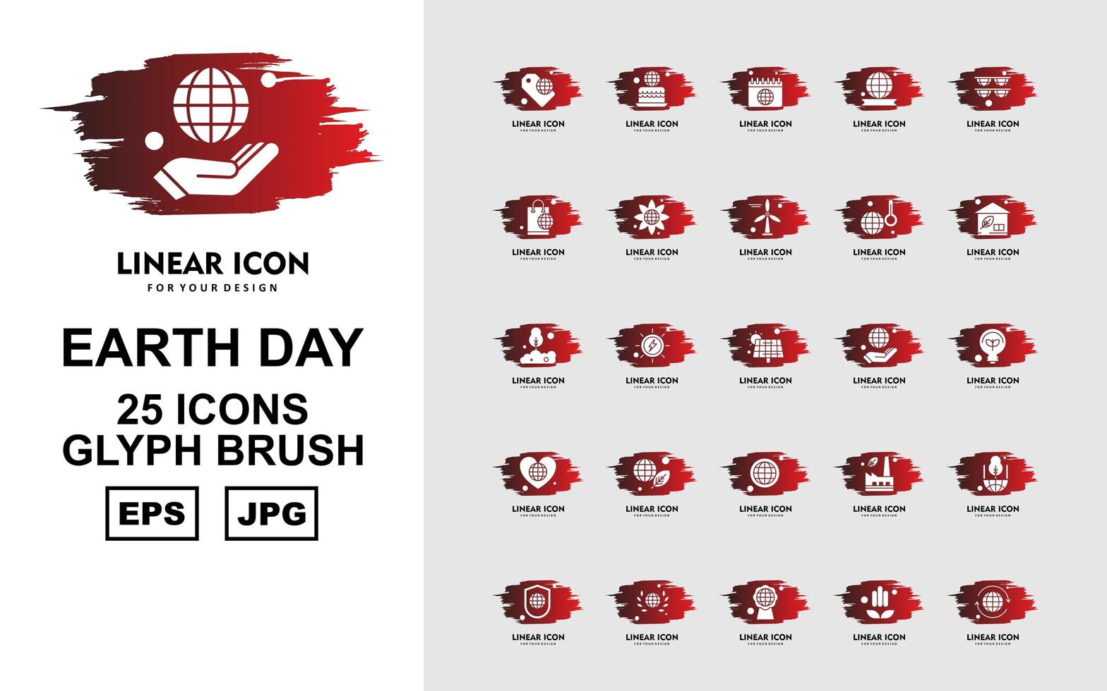 25 premium aarde dag glyph brush icon pack vector