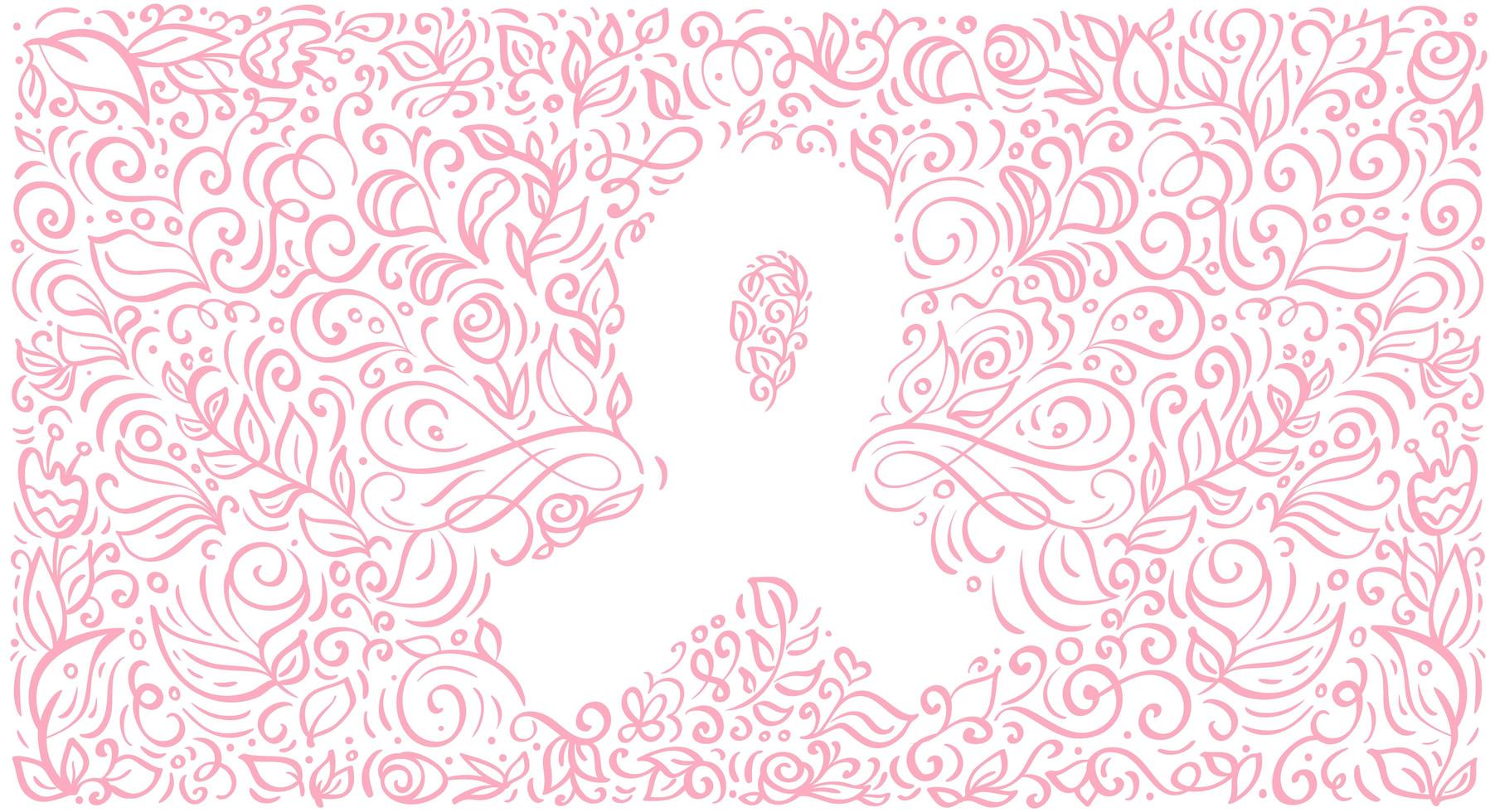 gestileerde roze vector banner lint van borst blikje voor oktober is de maand van de voorlichting van kanker. kalligrafie illustratie op roze bloeien achtergrond