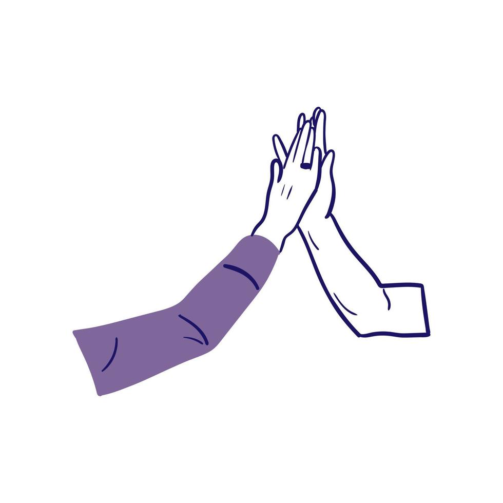 minimalistisch hand- getrokken illustratie van handen vieren succes vector