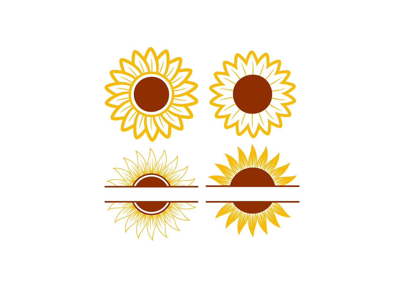 zonnebloem pictogram ontwerpset vector