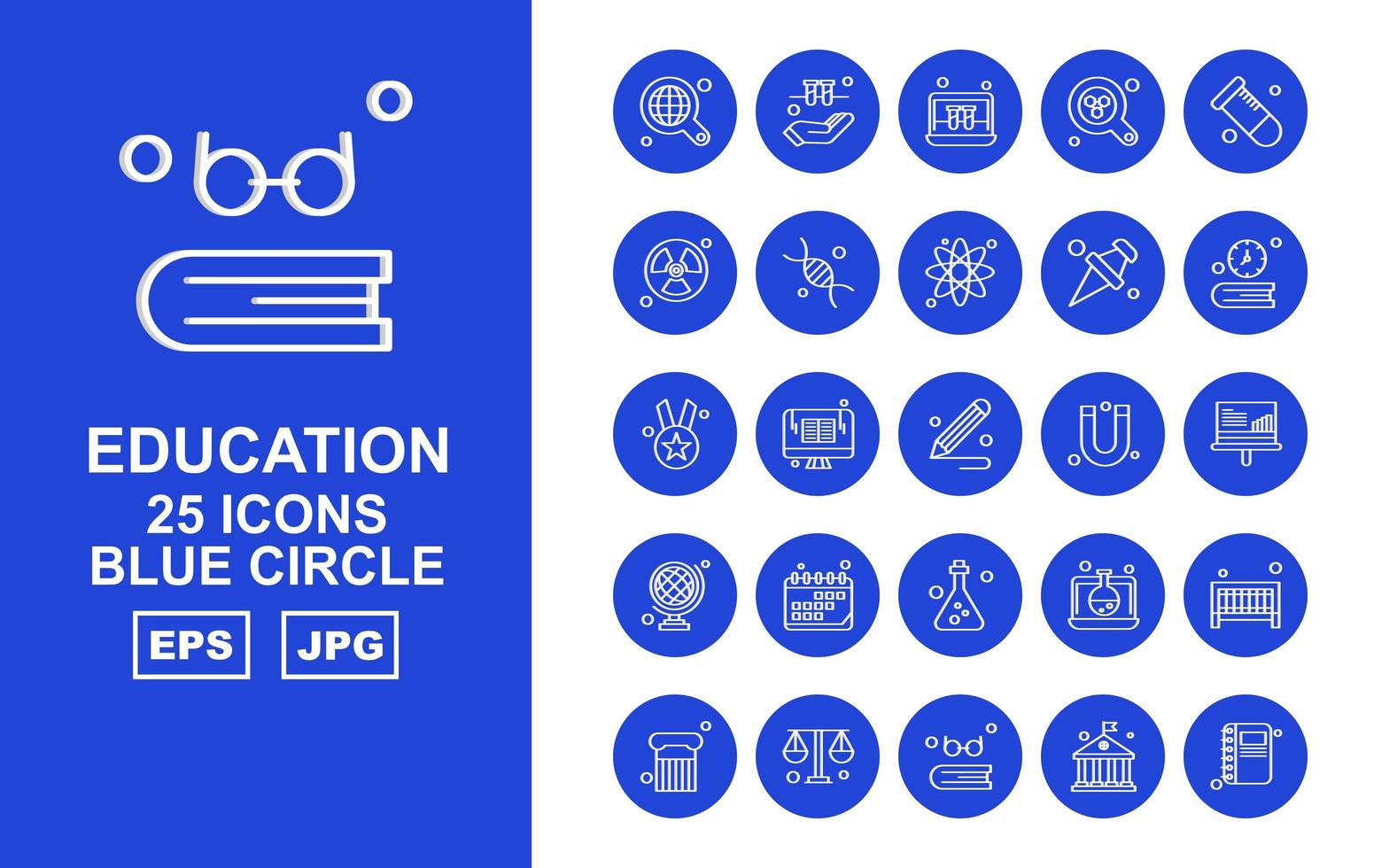 25 premium onderwijs blauwe cirkel icon pack vector