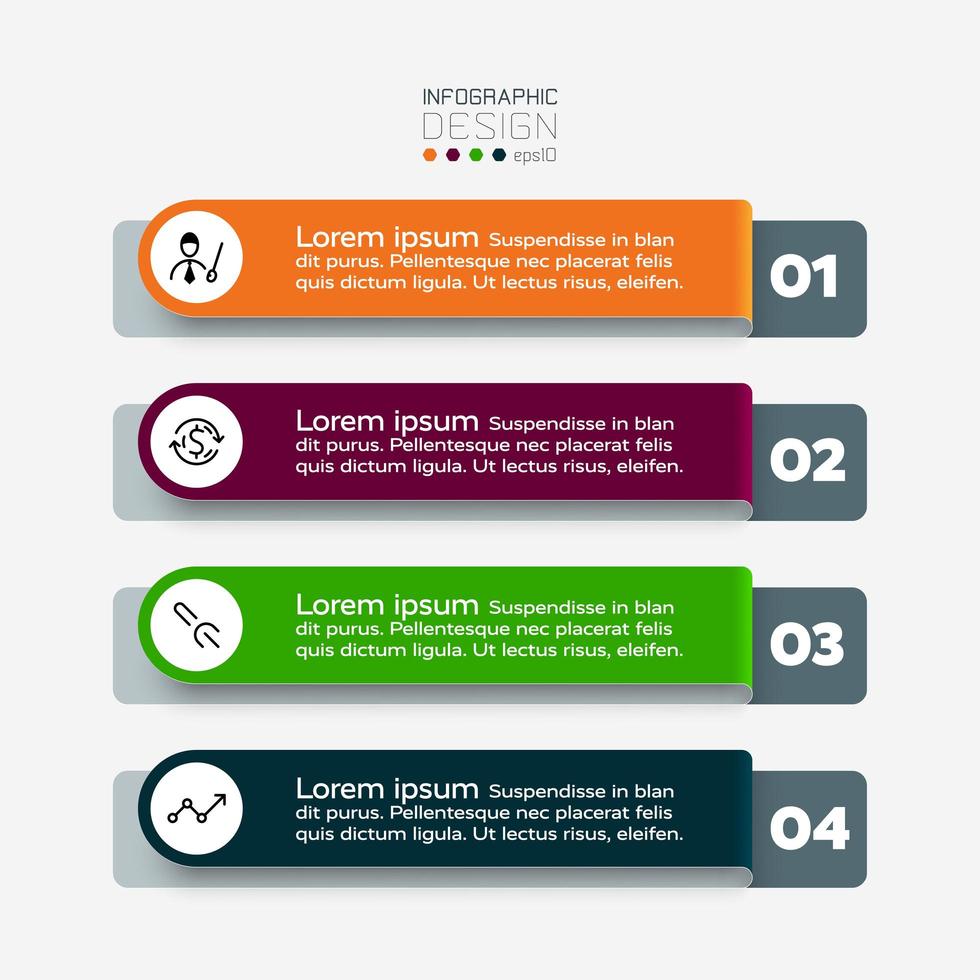 4 De workflow die wordt beschreven door het formaat van het label is van toepassing op de presenterende organisatie. vector infographic.