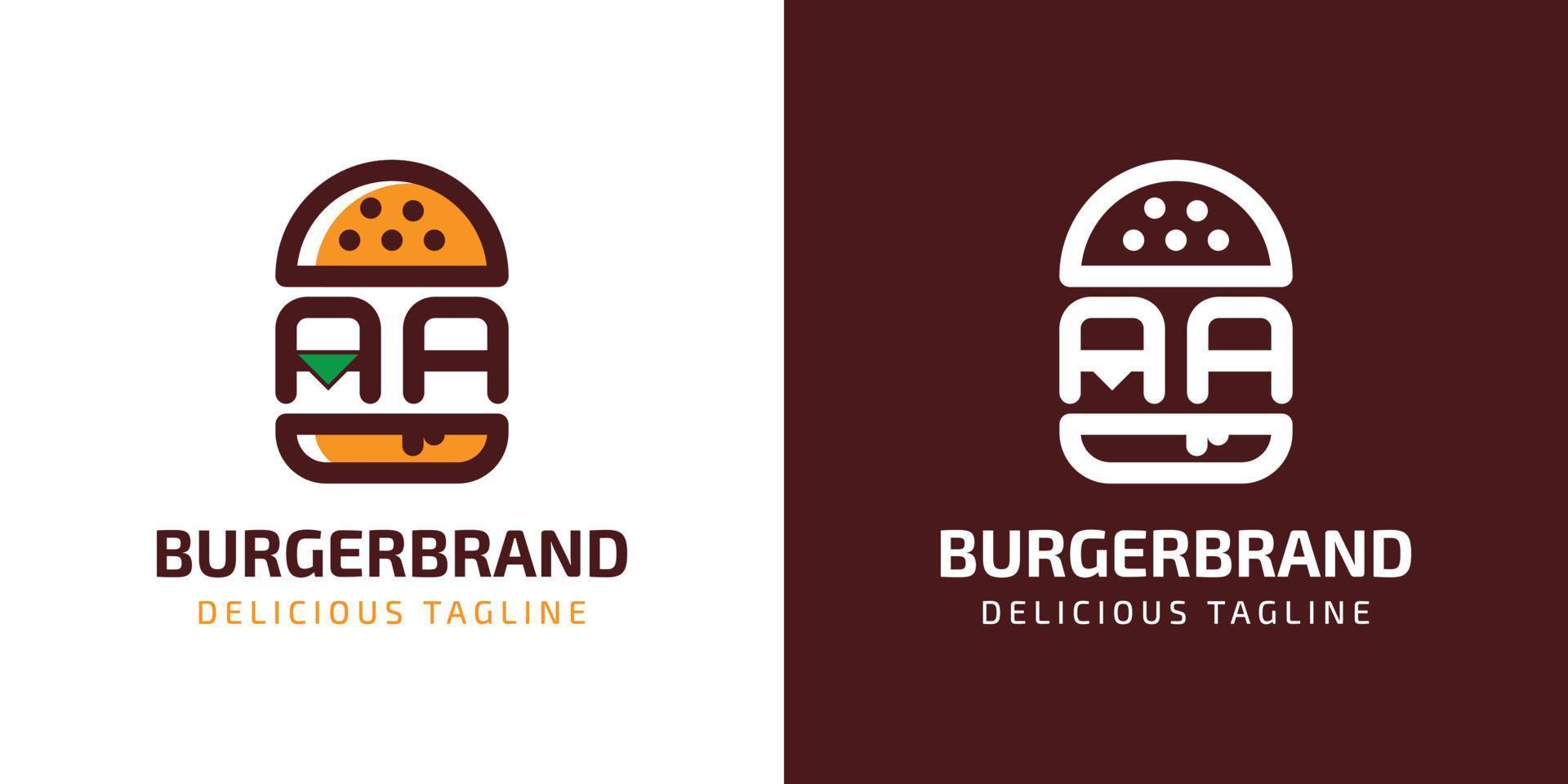 brief aa hamburger logo, geschikt voor ieder bedrijf verwant naar hamburger met aa initialen. vector