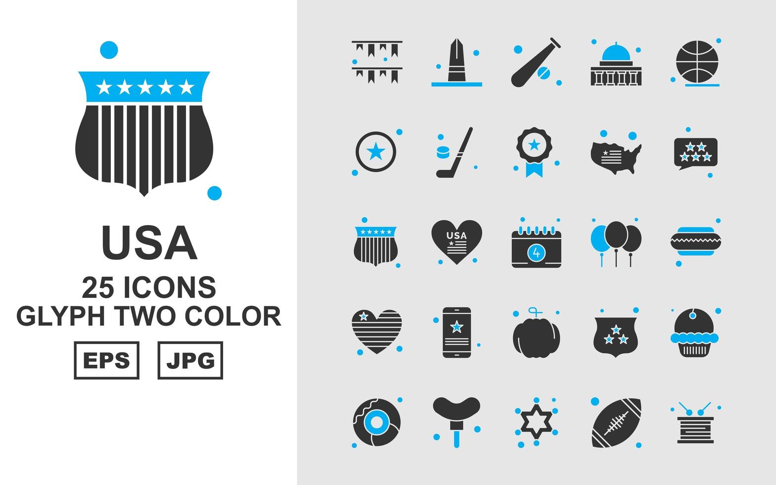 25 premium VS glyph twee kleuren icon pack vector