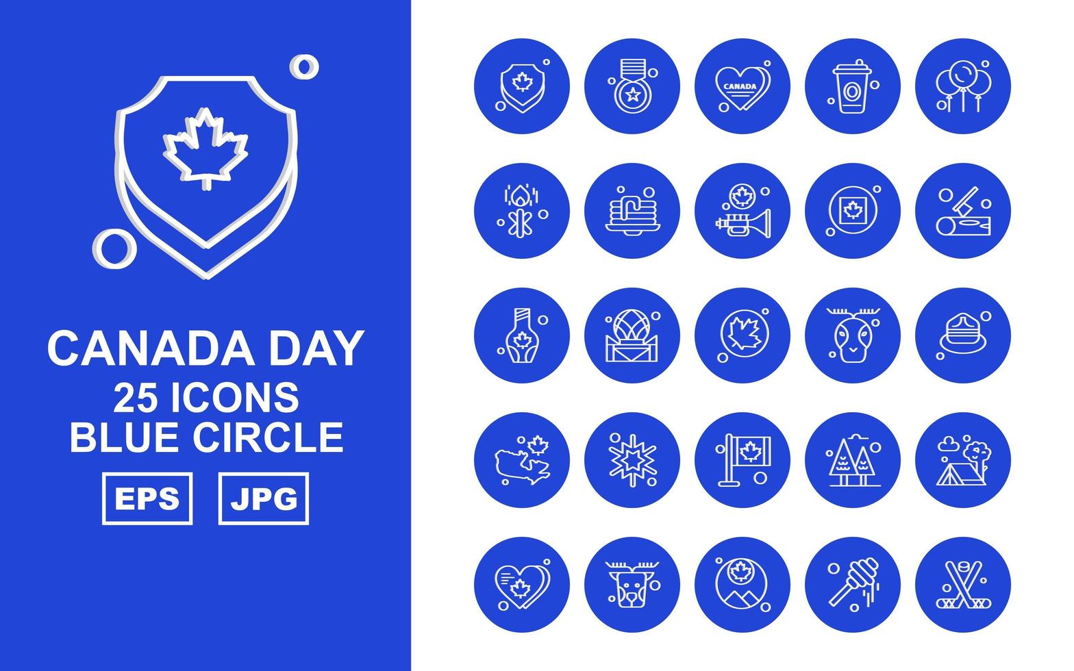 25 premium canada dag blauwe cirkel icon pack vector