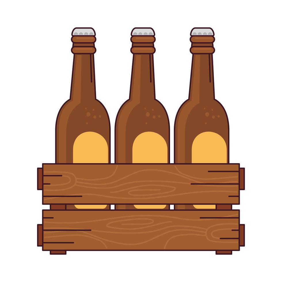 bieren in de houten doos, op een witte achtergrond vector