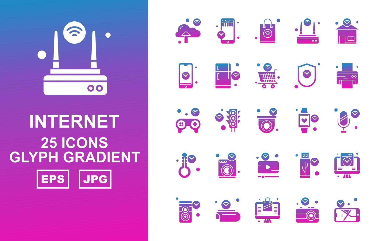 25 premium internet of things glyph gradient icon pack vector