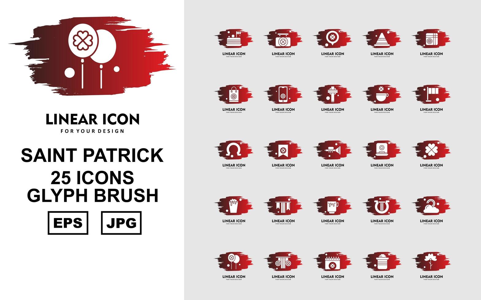 25 premium saint patrick glyph brush icon pack vector