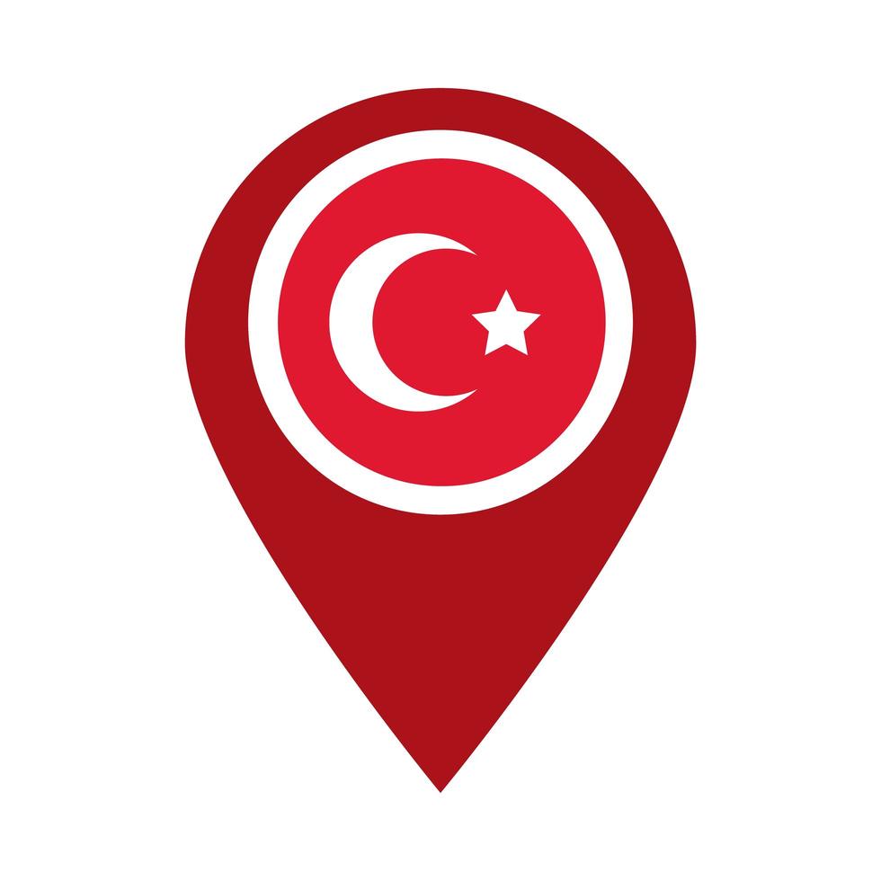 turkije republiek dag met maan en ster in pin vlakke stijl vector