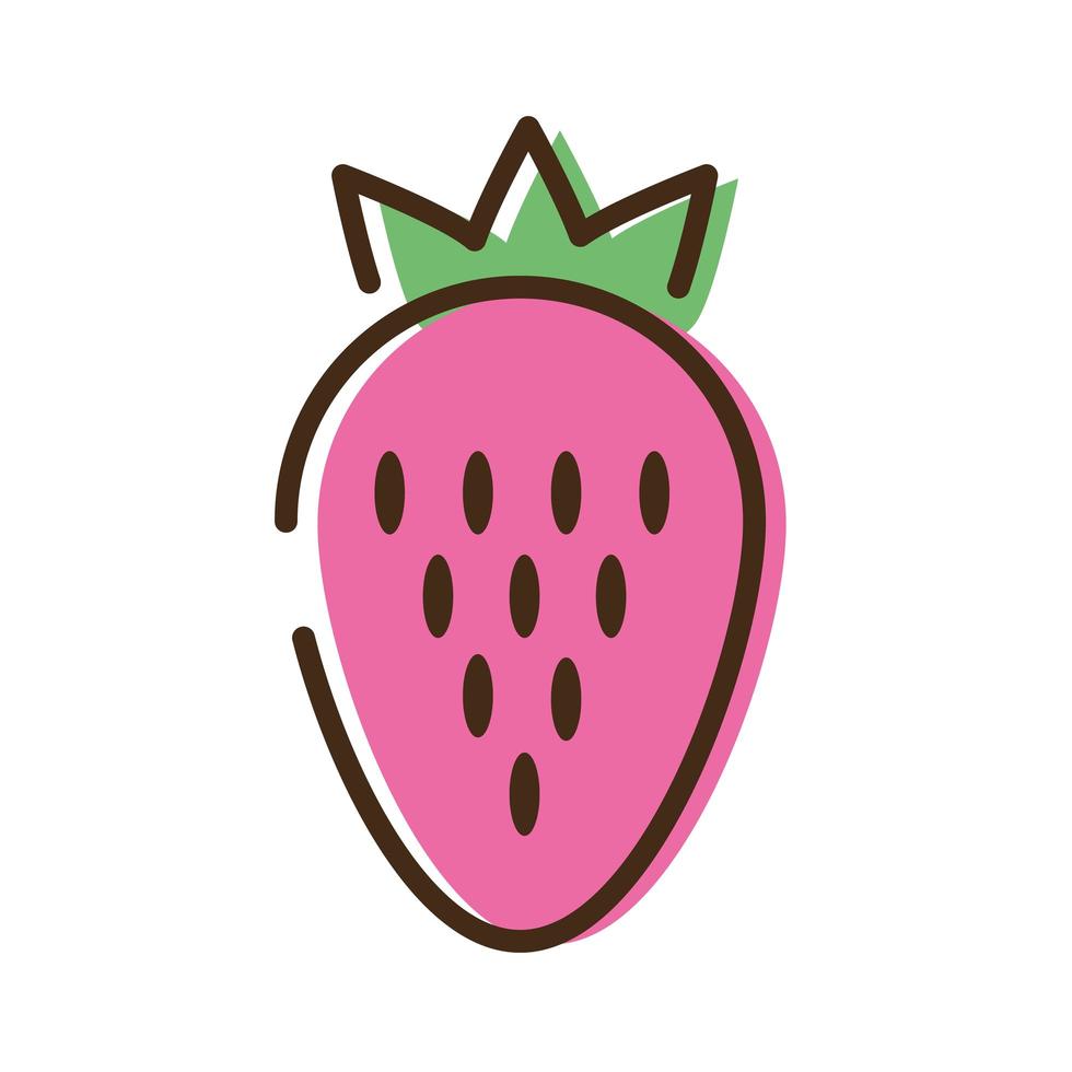 aardbei fruit lijn en opvulling stijlicoon vector