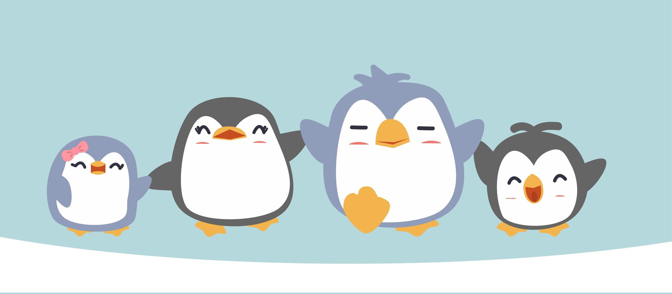 cartoon gelukkige pinguïnfamilie vector