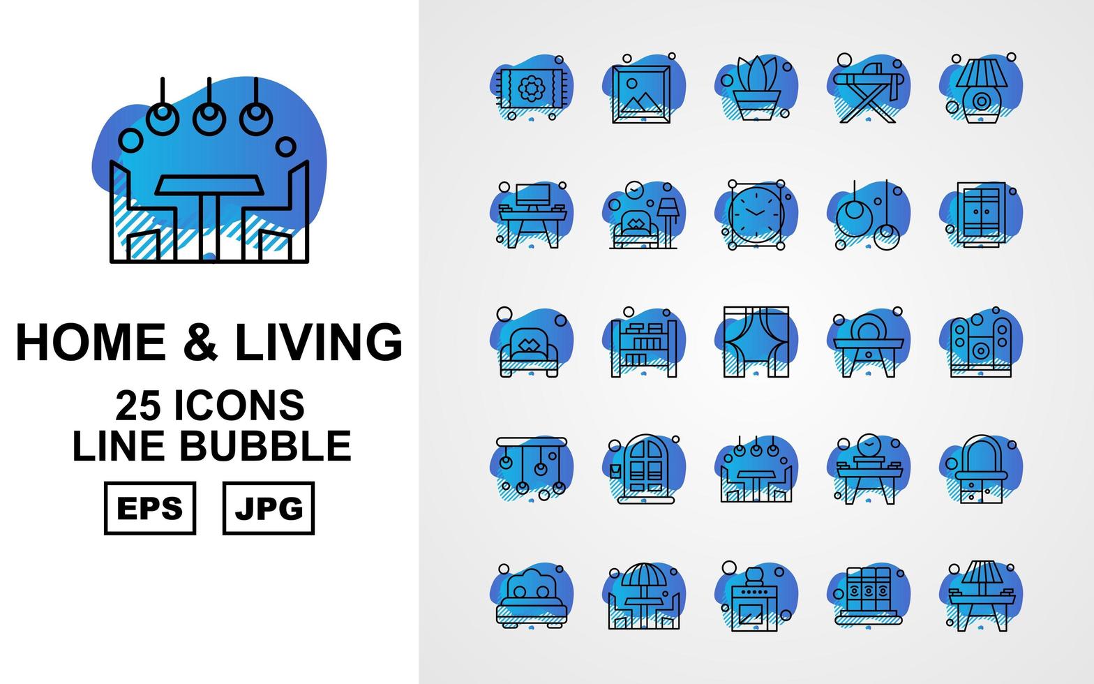 25 premium huis- en woonlijn bubble icon pack vector