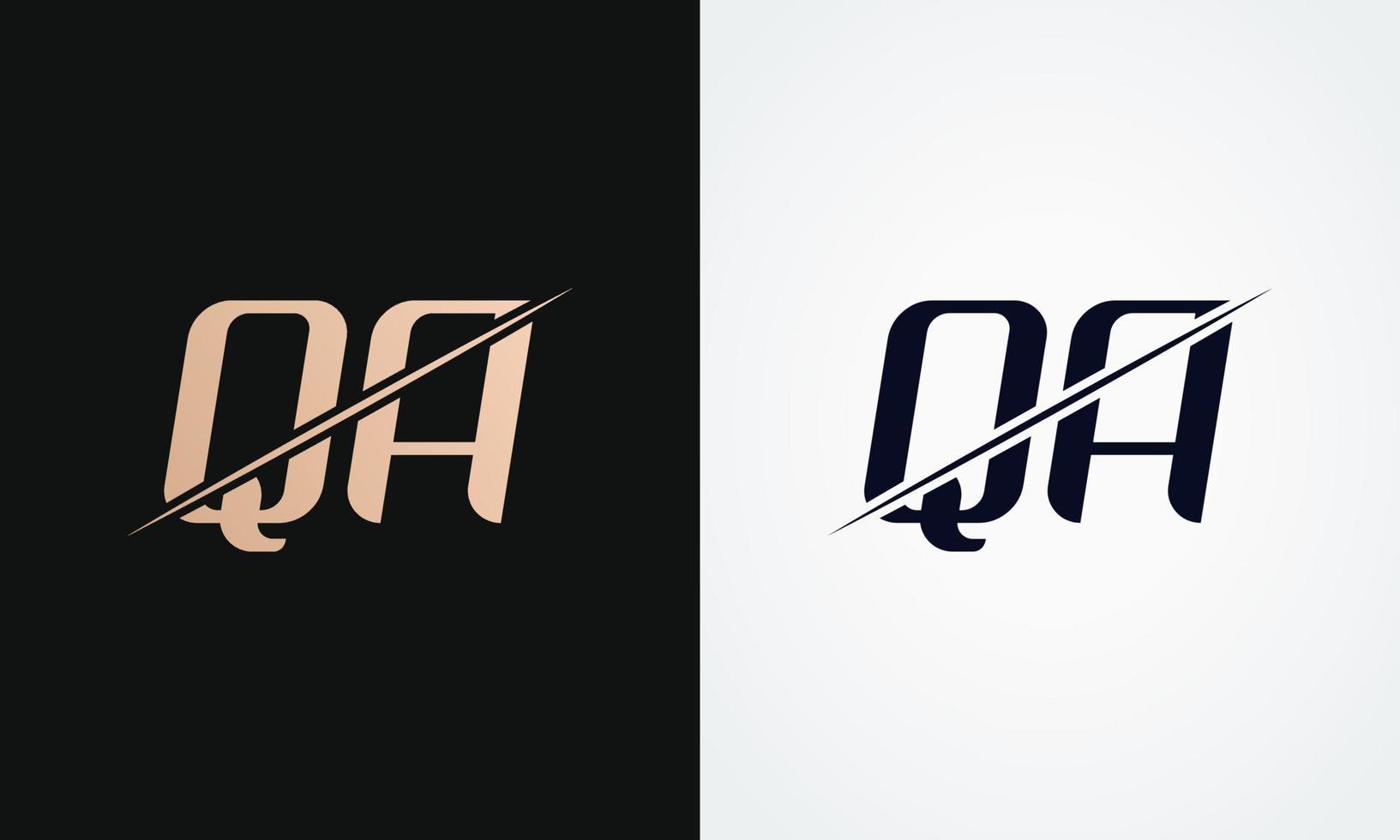 qa brief logo ontwerp vector sjabloon. goud en zwart brief qa logo ontwerp