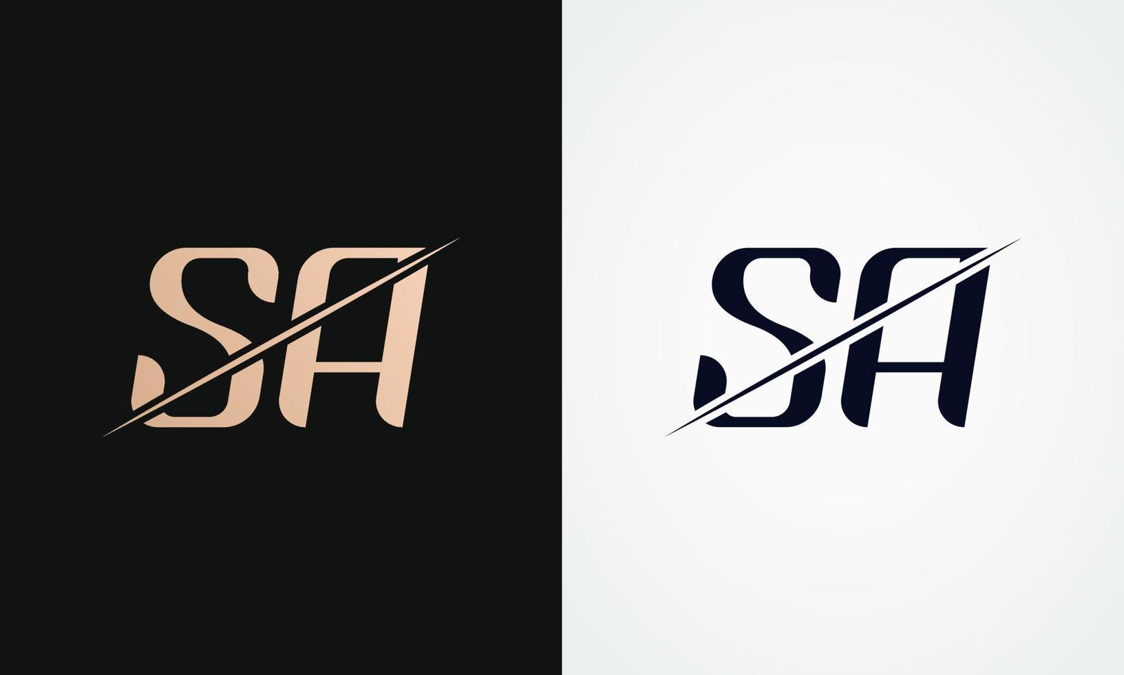 sa brief logo ontwerp vector sjabloon. goud en zwart brief sa logo ontwerp