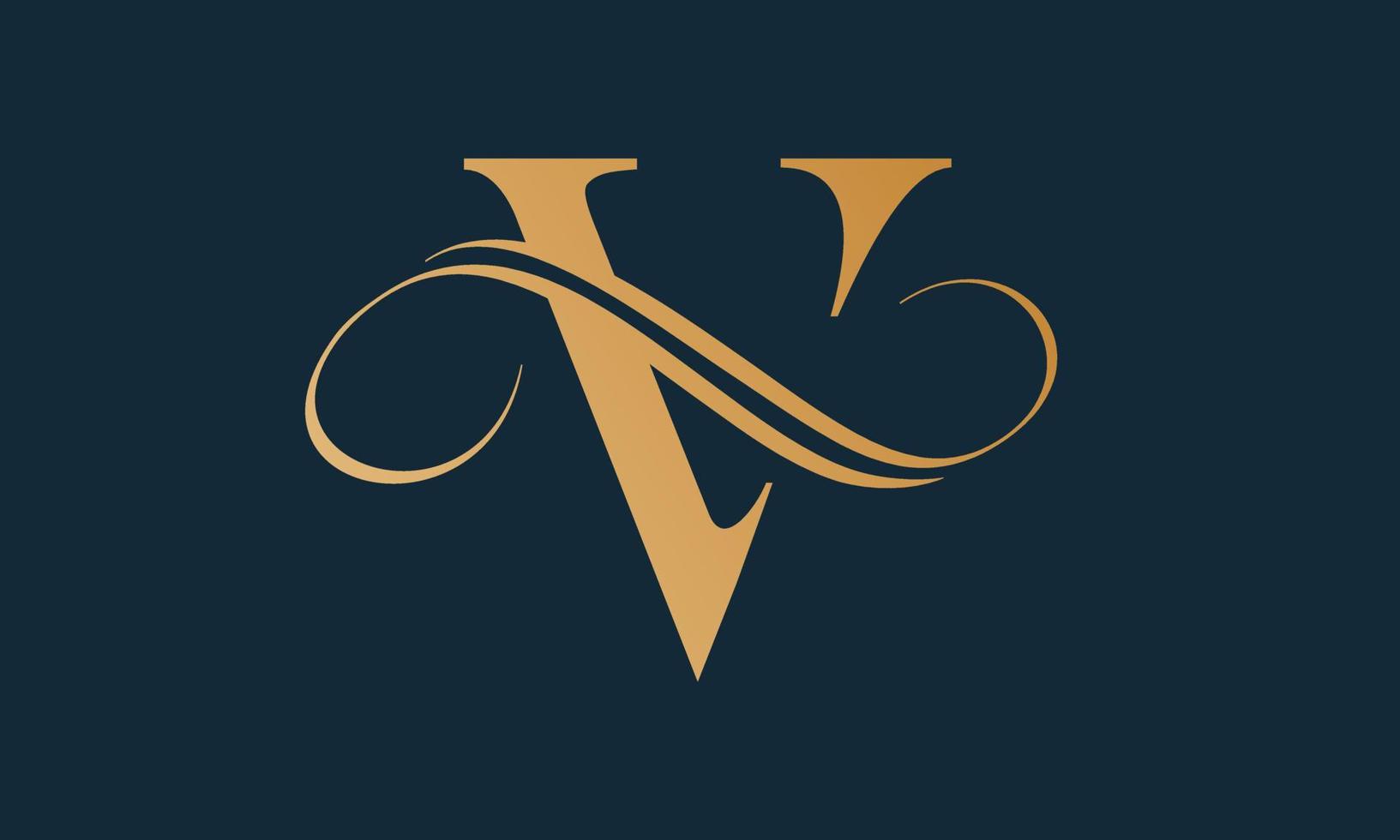 luxe brief v logo sjabloon in goud kleur. modern modieus eerste luxe v brief logo ontwerp. Koninklijk premie brief v logo ontwerp vector sjabloon.