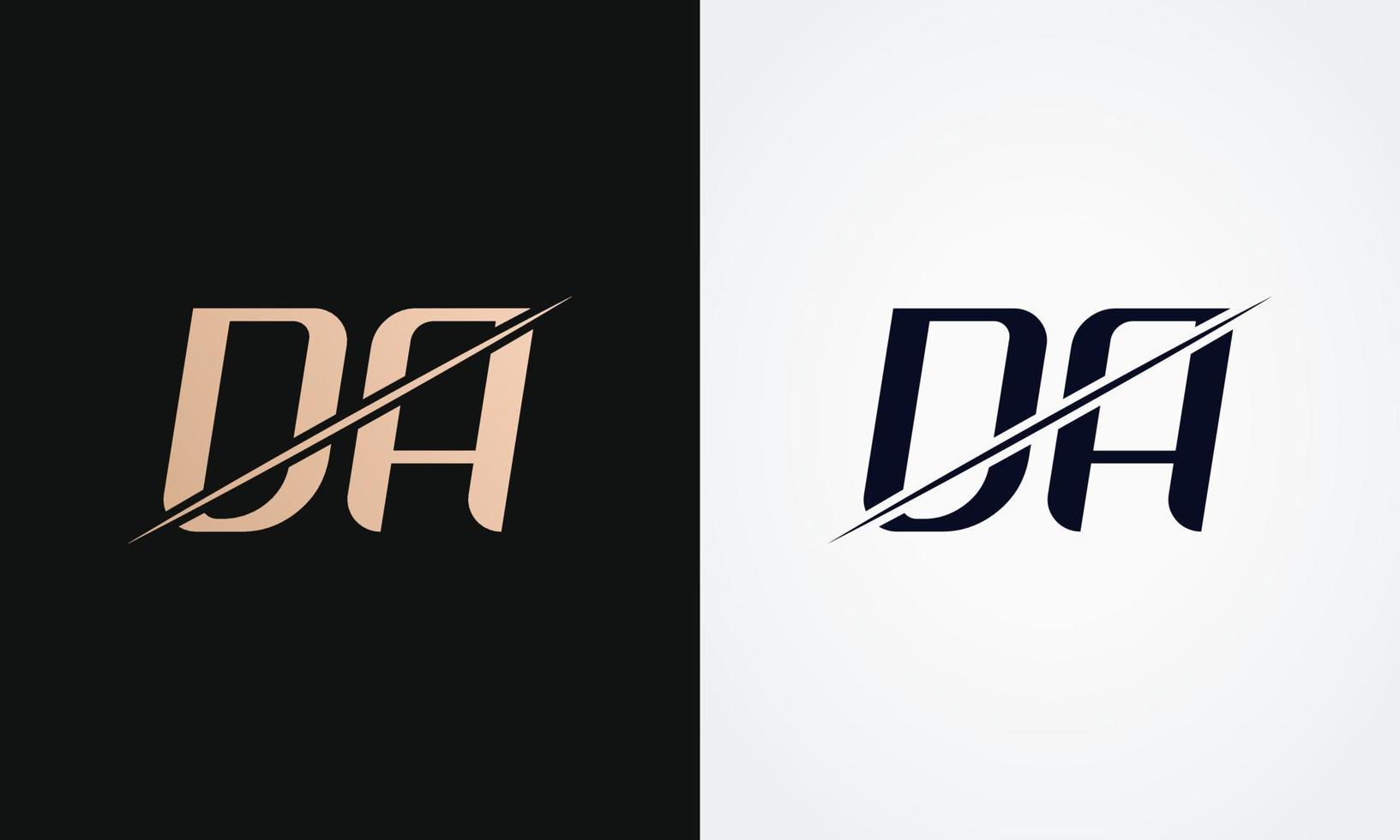 da brief logo ontwerp vector sjabloon. goud en zwart brief da logo ontwerp