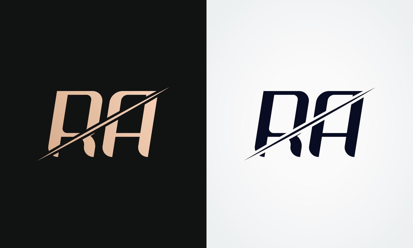 ra brief logo ontwerp vector sjabloon. goud en zwart brief ra logo ontwerp