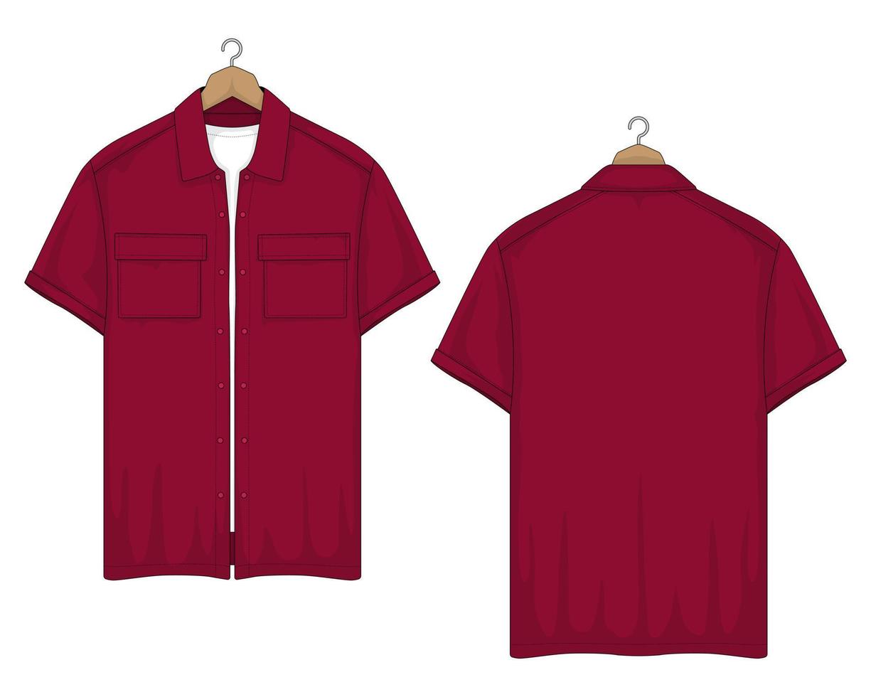 viva magenta kleur zak- Mannen overhemd sjabloon vector