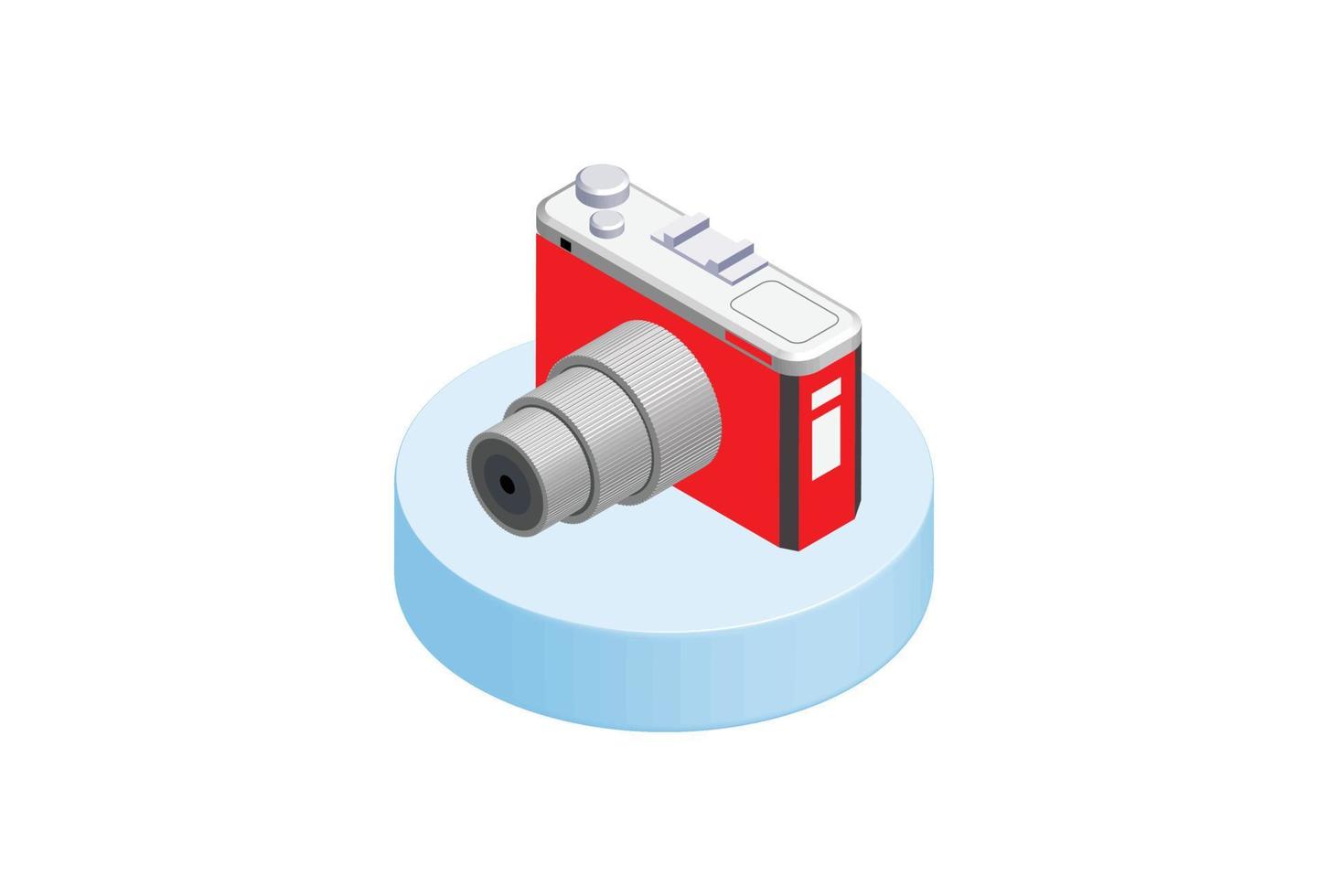 isometrische modern antiek camera Scherm, geschikt voor diagrammen, infografieken, spel Bedrijfsmiddel, en andere grafisch verwant middelen vector