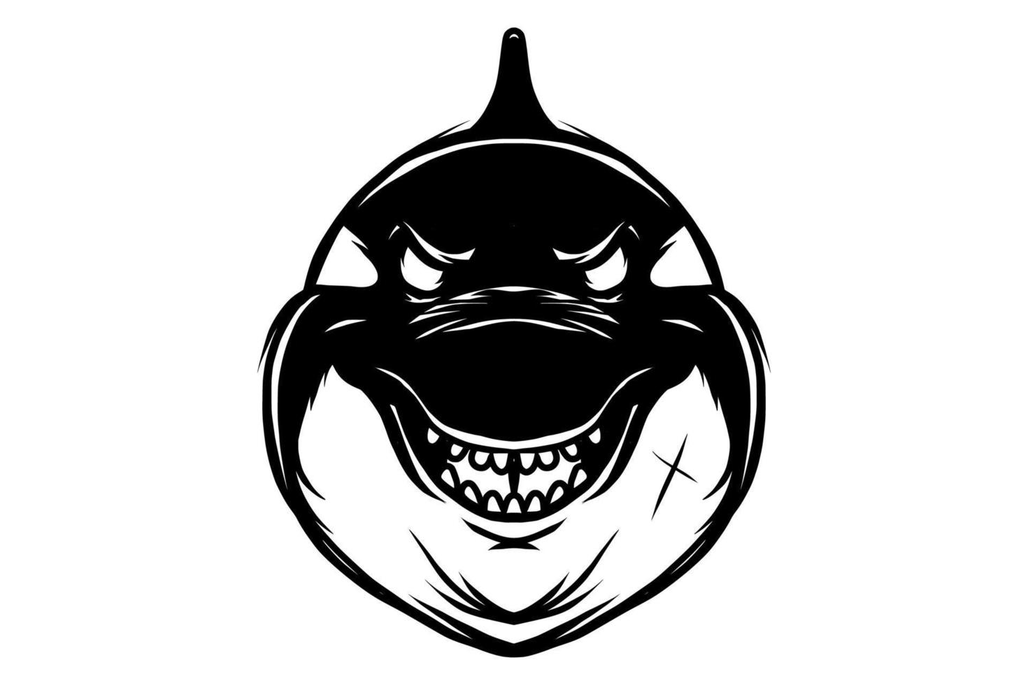 orka walvis hoofd vector zwart en wit