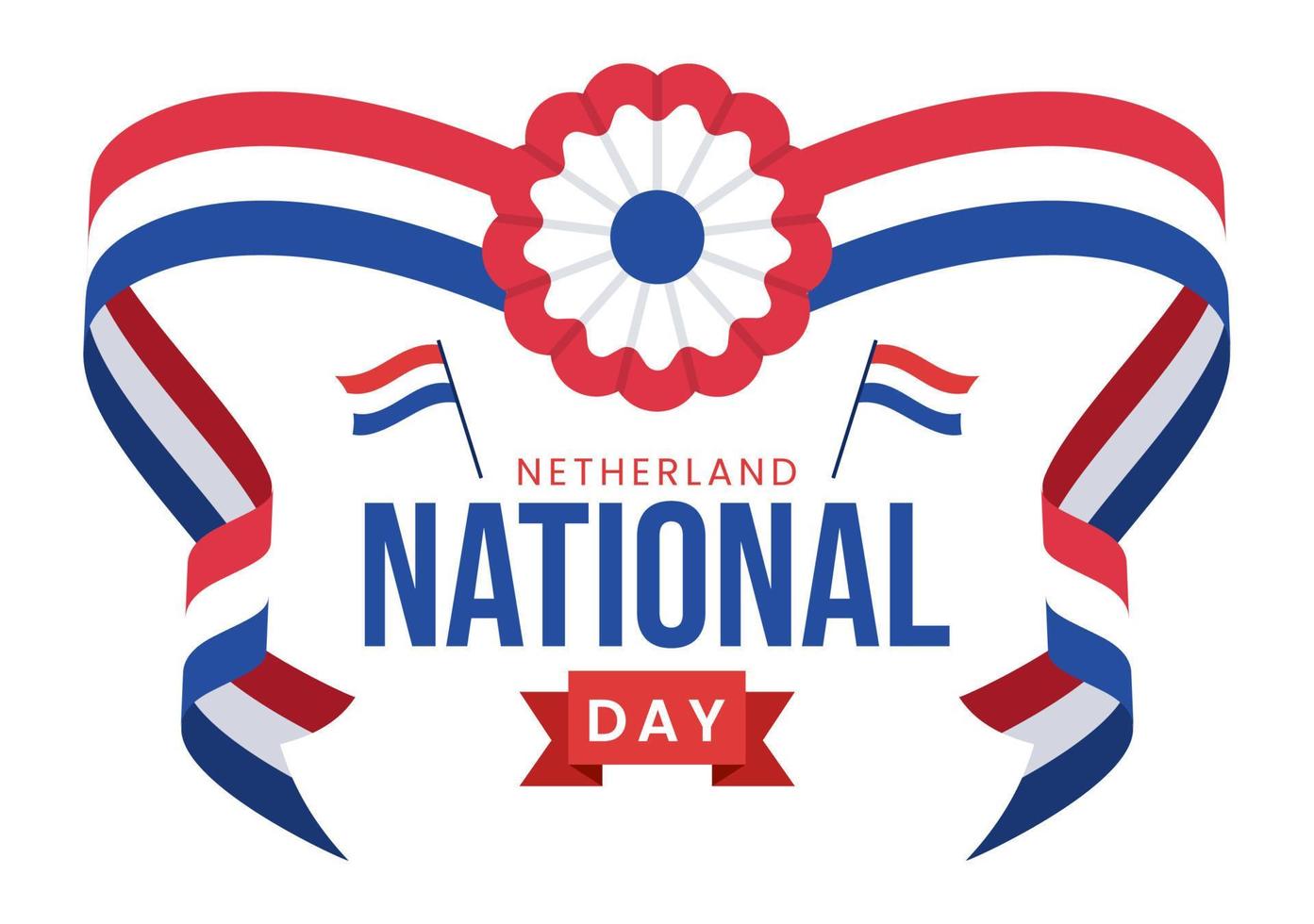 gelukkig Nederland nationaal dag illustratie met Nederland vlag voor web banier of landen bladzijde in vlak tekenfilm hand- getrokken Sjablonen vector