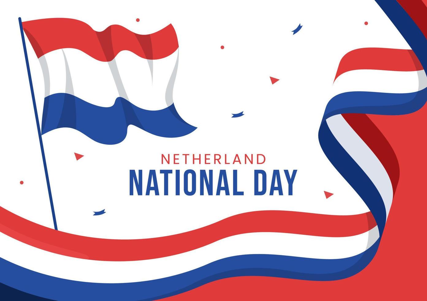 gelukkig Nederland nationaal dag illustratie met Nederland vlag voor web banier of landen bladzijde in vlak tekenfilm hand- getrokken Sjablonen vector