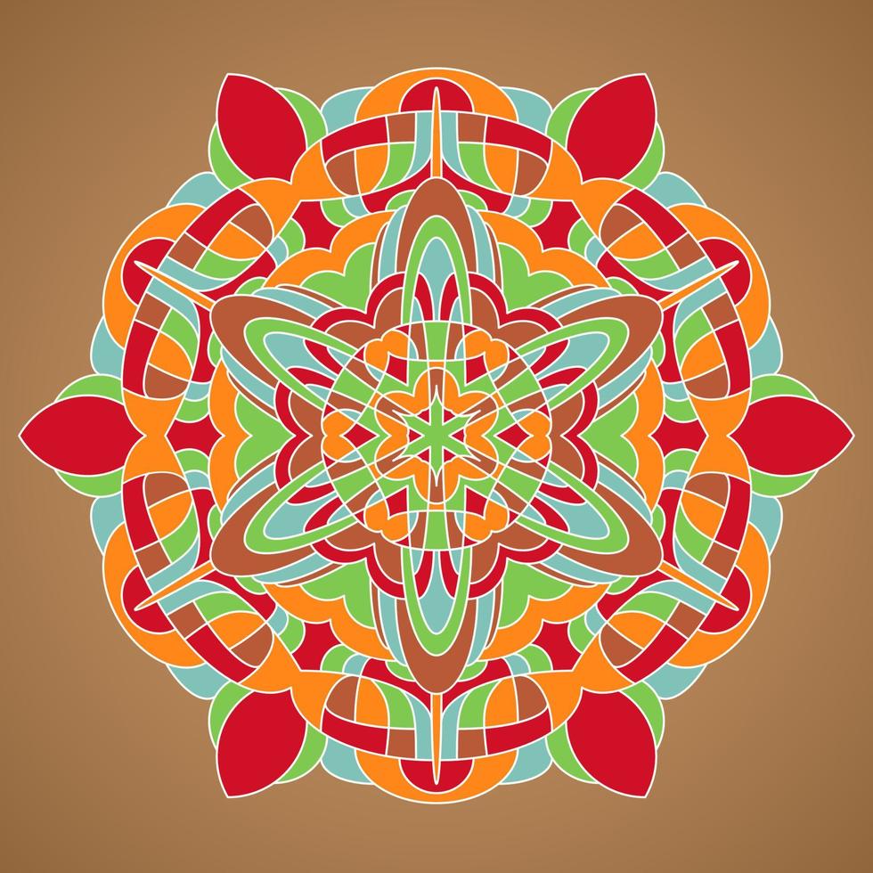 veelkleurig vector mandala. mandala vector voor kunst, kleur boek, zendoodle. cirkel abstract voorwerp geïsoleerd Aan bruin achtergrond.