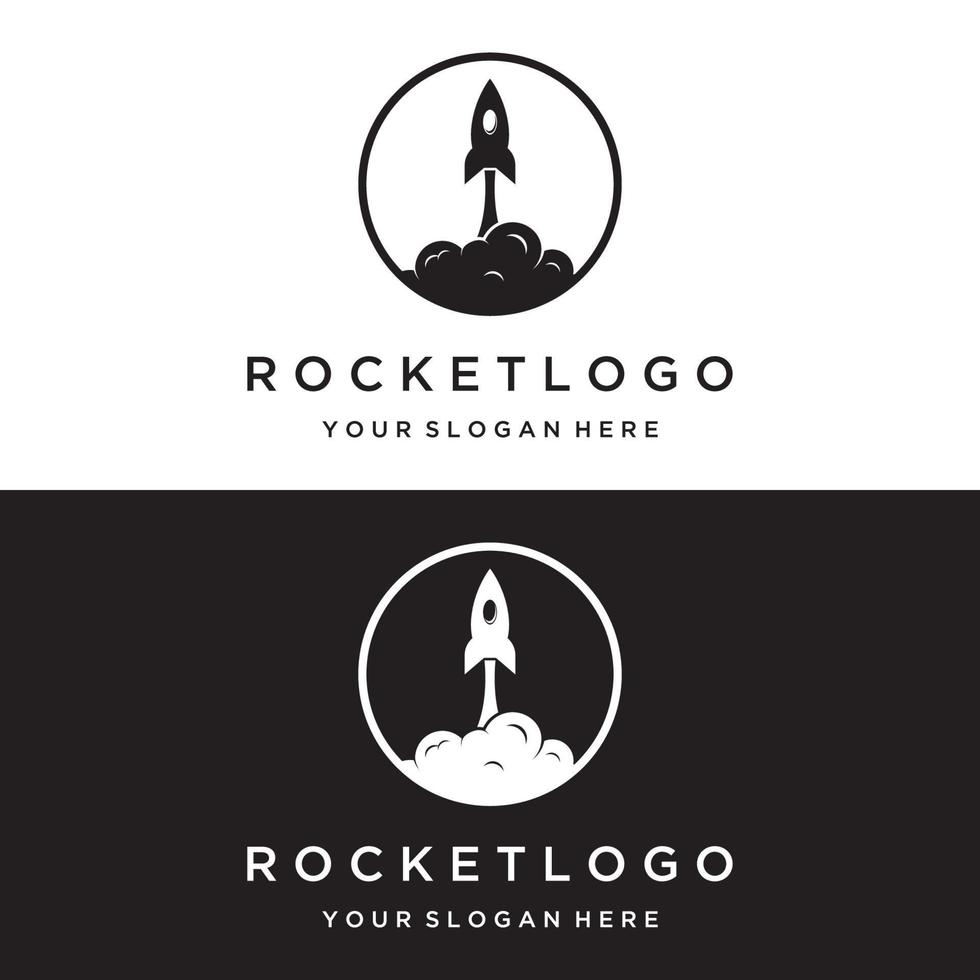 creatief en modern raket ontwerp logo, ruimteschip lancering sjabloon. vector