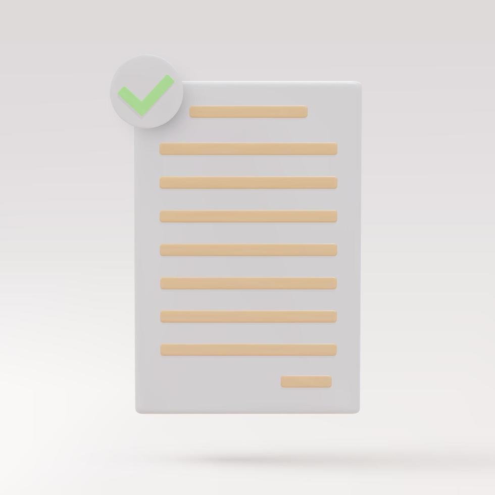 3d realistisch documenten icoon. stack van papier bladen. een bevestigd of goedgekeurd document. vector illustratie.