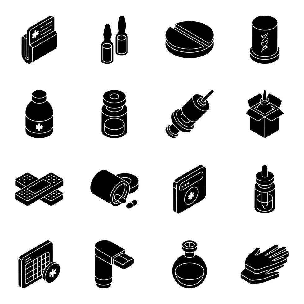 pakket van solide pictogrammen voor de gezondheidszorg vector