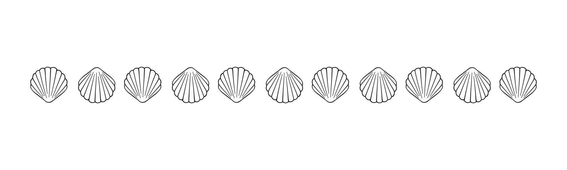 schelpen schulp grens verdeler lijn kunst. zee en oceaan ontwerp sjabloon. vector illustratie zomer of strand partij, reclame ontwerp