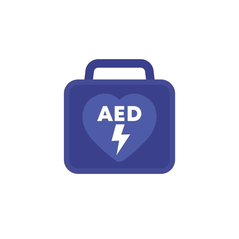 aed icoon, geautomatiseerd extern defibrillator, portable levensreddende apparaat vector