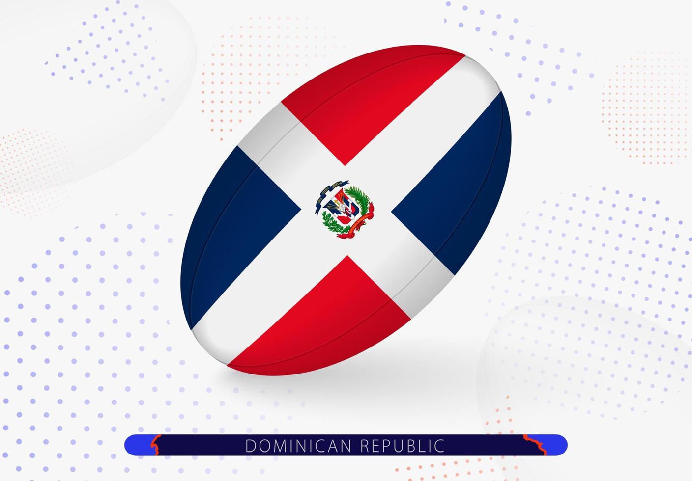 rugby bal met de vlag van dominicaans republiek Aan het. uitrusting voor rugby team van dominicaans republiek. vector