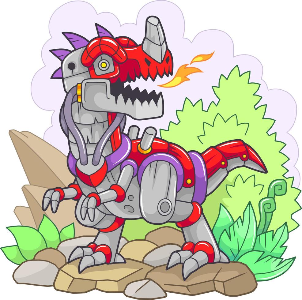 robot dinosaurus ceratosaurus, grappig illustratie vector