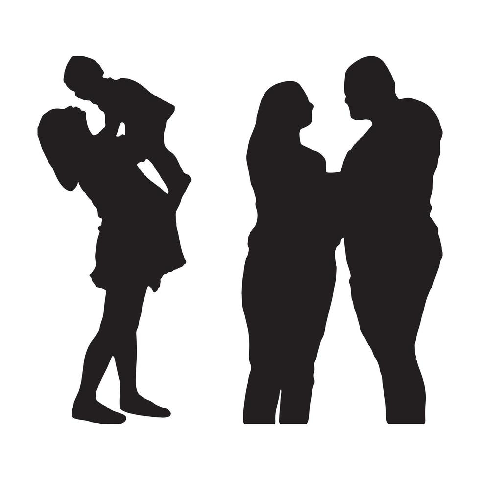 familie silhouet vector, volkeren met familie en kind zwart silhouet vector