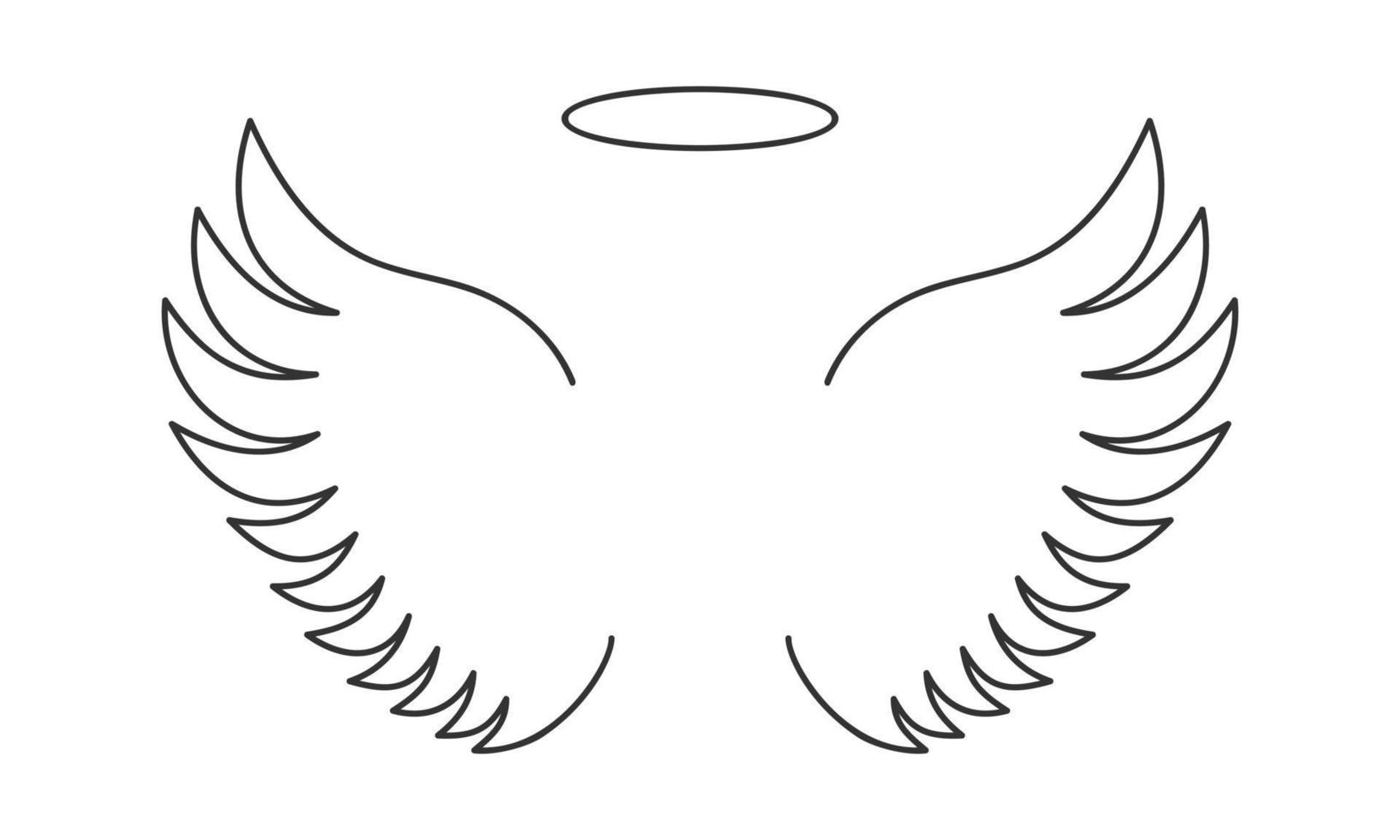 schets vliegend engel Vleugels en halo ring. hemels of heilige concept gemakkelijk ontwerp vector
