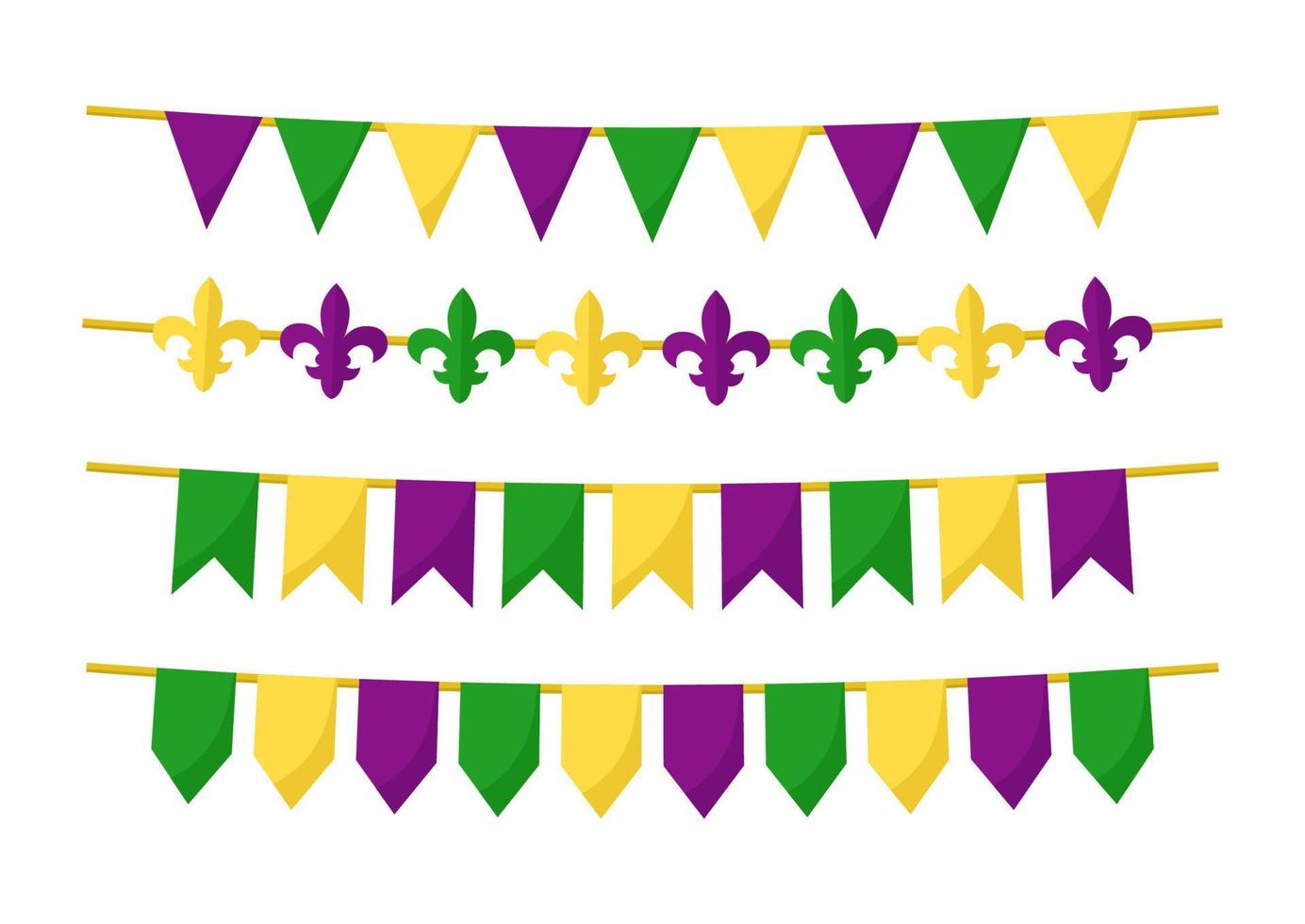 vector mardi gras slingers verzameling geïsoleerd Aan wit achtergrond. burgee tekenfilm reeks voor vasten dinsdag decoratie