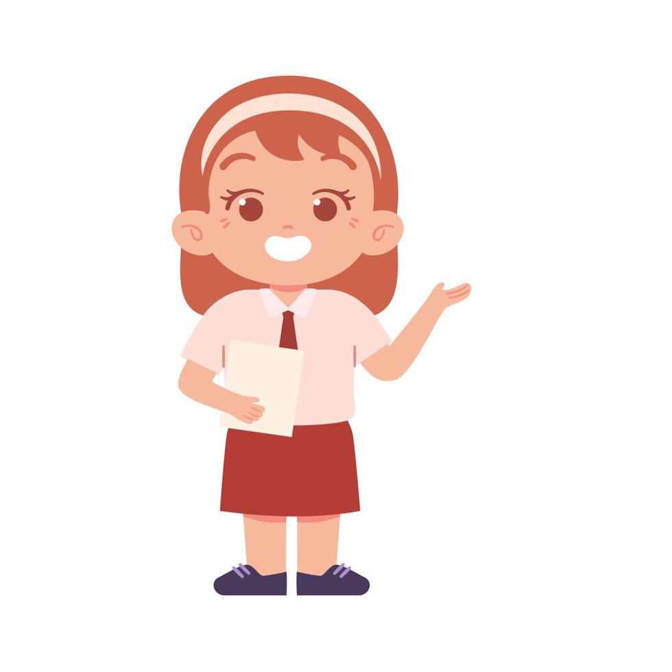 Indonesisch elementair school- meisje kinderen vervelend rood en wit uniform illustratie vector