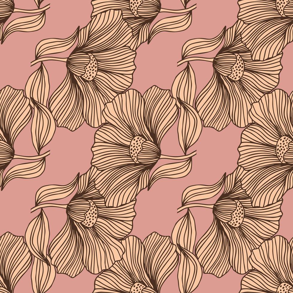abstract bloemen lijn naadloos patroon in retro stijl. delicaat wijnoogst schets bloem eindeloos achtergrond. vector