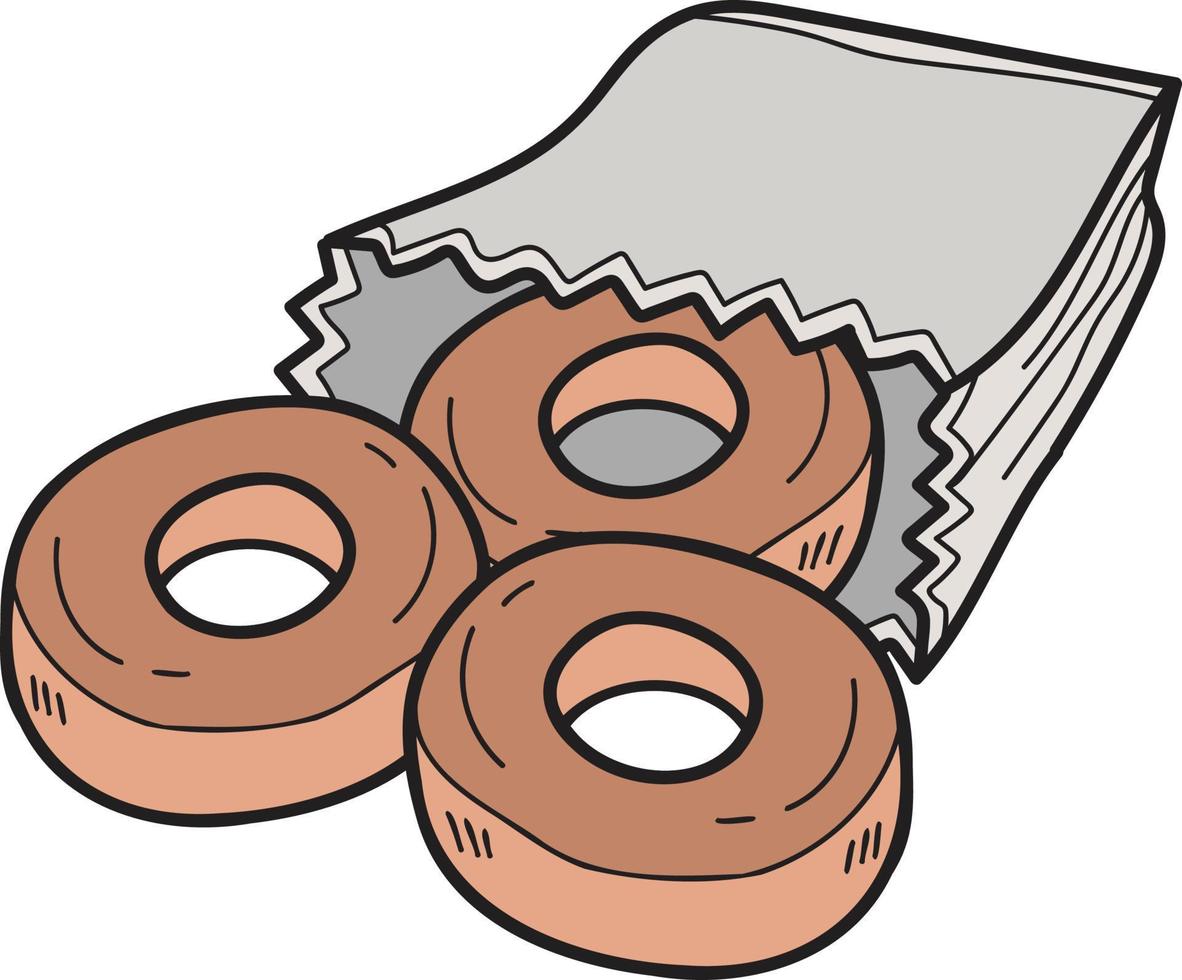 hand- getrokken donuts en papier Tassen illustratie in tekening stijl vector