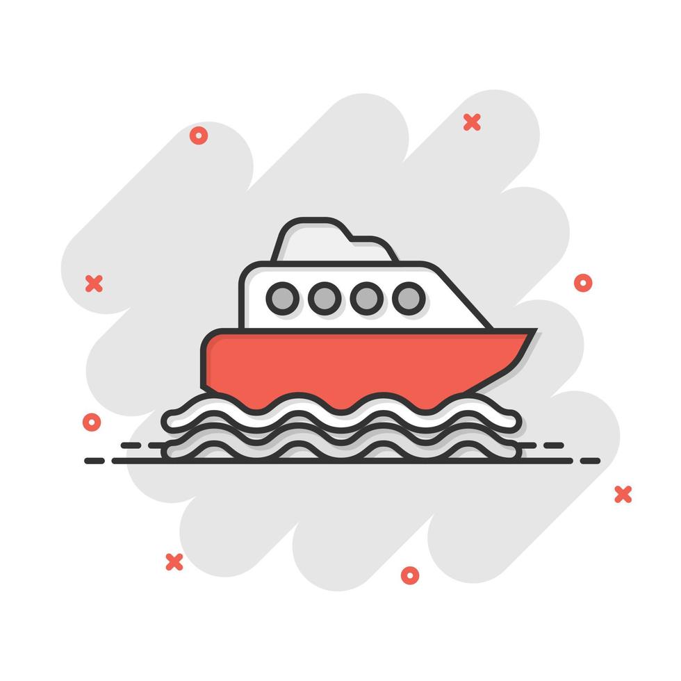 toerisme schip icoon in grappig stijl. visvangst boot tekenfilm vector illustratie Aan wit geïsoleerd achtergrond. tanker bestemming plons effect bedrijf concept.