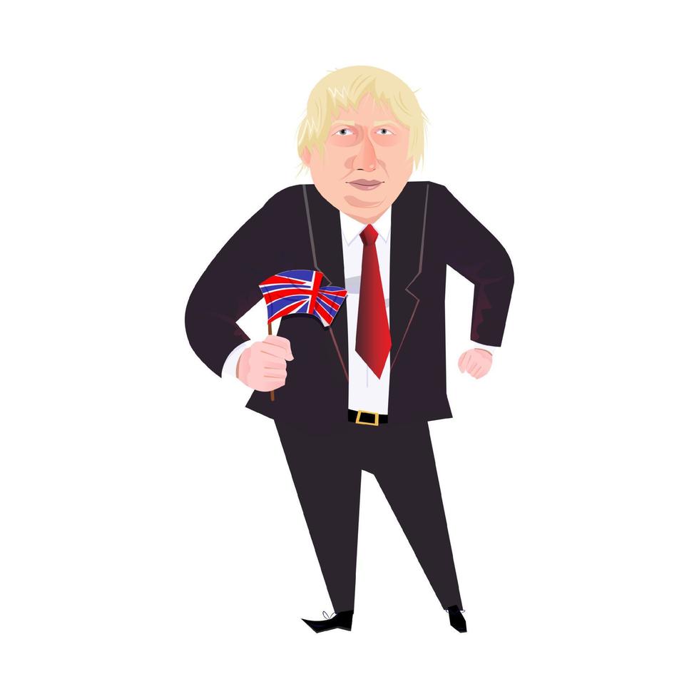 Londen, Verenigde koninkrijk, 07 juli 2022, boris johnson vol lengte vector portret. de ontslag van de Brits eerste minister. boris johnson houdt uk vlag.