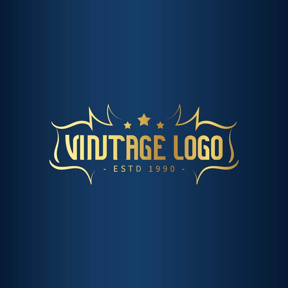 vrij wijnoogst kader logo met goud kleur. antiek label. geschikt voor studio, kapper winkel, label, brouwen, salon, winkel, bewegwijzering. vector