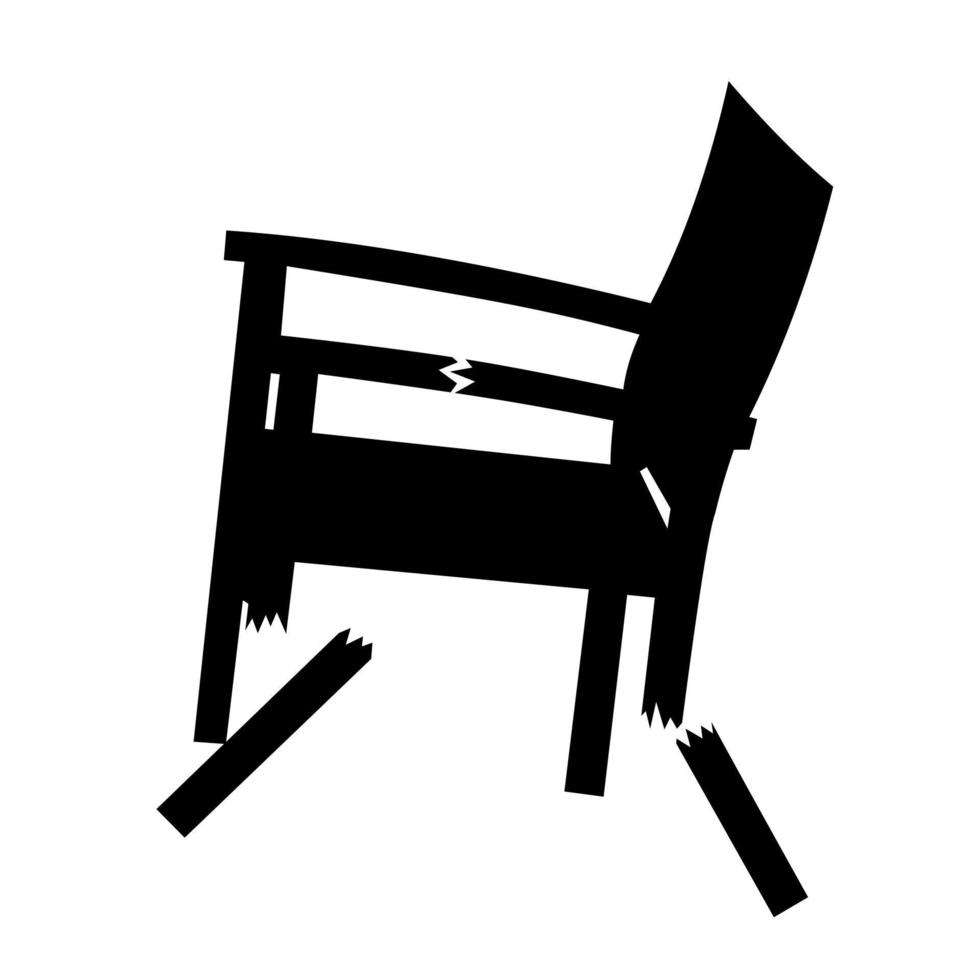 gebroken stoel been Aan wit achtergrond. gebroken zwart stoel. geschikt voor verweerd en vuil hout materiaal logo's. vector illustratie
